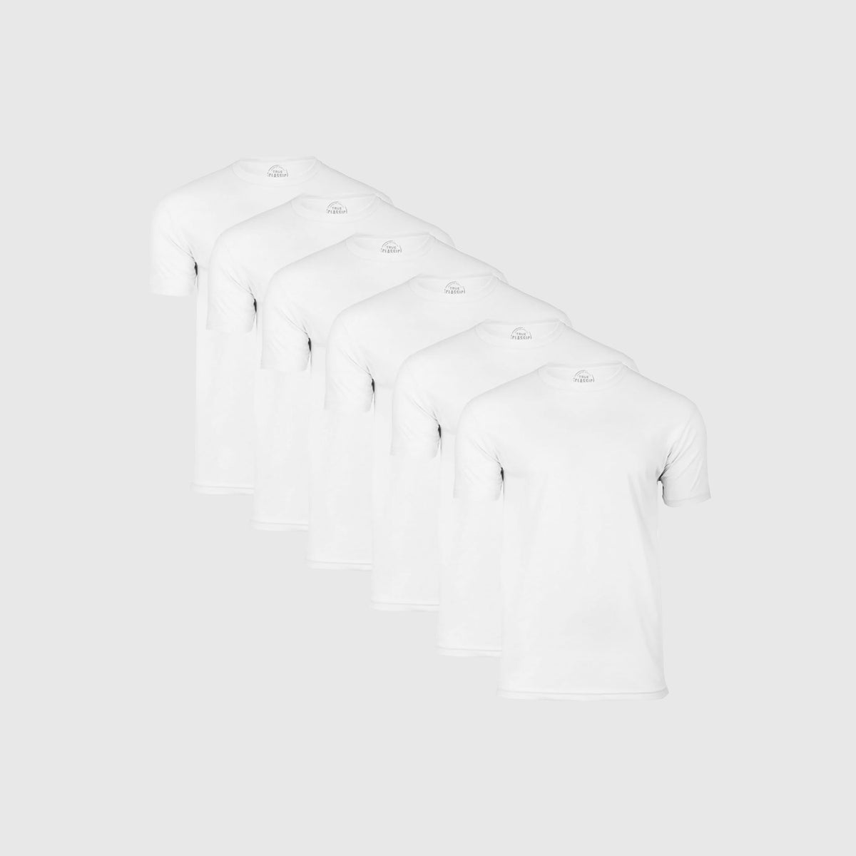 True Classic Men’s Short Sleeve Crew Neck T-Shirt 3-Pack stacked neatly.